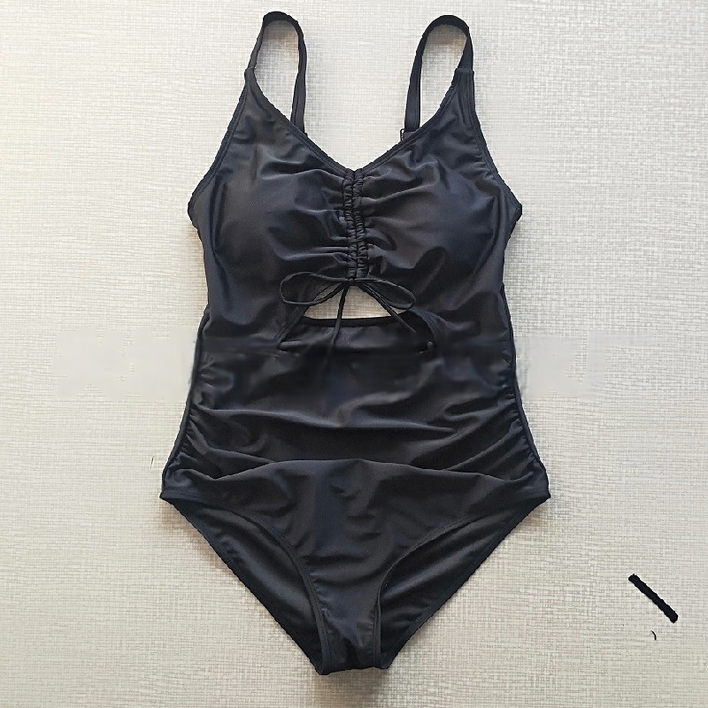 Women Plus Size One Piece Swimsuit V-Neck with Ruched Front Cutout